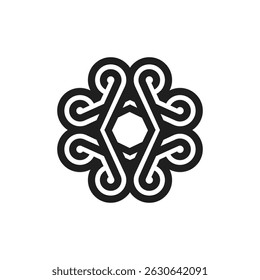 El logotipo es batik que consta de líneas rectas, líneas curvas y círculos