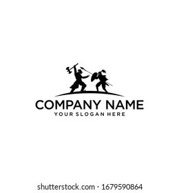 Logo of the battle between two warriors.