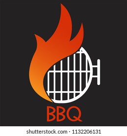 logo BBQ grill on black background vector graphic