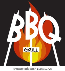 logo BBQ grill on white background vector graphic