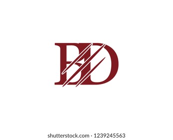 the logo of the BD letter with the style of scratching the incision