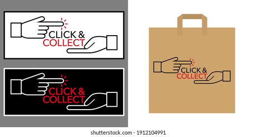 Logo, das auf Papiertüten oder Aufklebern gedruckt werden soll, um den "Click and Sampling"-Verkauf anzuzeigen. 