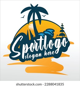 Logo beach bali. Vintage Vector illustrations mascot merchandise t-shirt