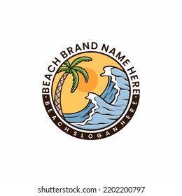 Logo Beach Summer Cartoon Vector Stock Vector (Royalty Free) 2202200797 ...