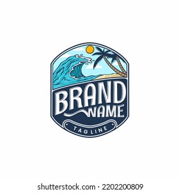  Logo Beach surf Summer Cartoon Vector