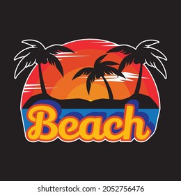 logo de los dibujos animados de los vectores de playa