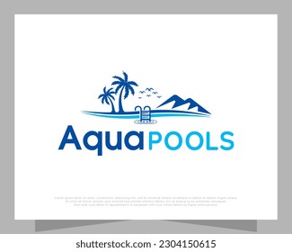 logotipo para una piscina de estilo playero, ilustrador vectorial