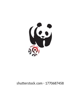 
the logo of a bear with a ball.
creating a combination of black and white war.