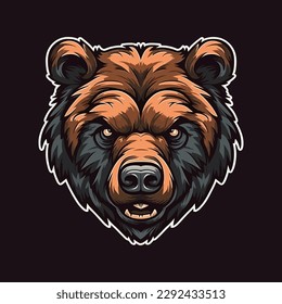 A logo of an bear head, designed in esports illustration style - Vector