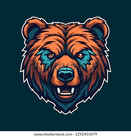 A logo of an bear head, designed in esports illustration style - Vector