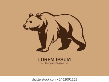 Logo of a bear icon silhouette design on light brown background