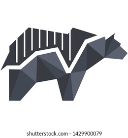 Logo bear market geometric vector 