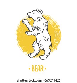 Logo of bear on a white background. Coat of arms, heraldry, emblem, symbol design elements.