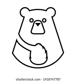 Logo with bear and pine cone. Isolated and expanded on a white background.