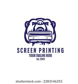 logo bear screen printing vector illustration