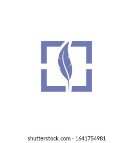 logo of a beautiful lightweight feather in a square frame