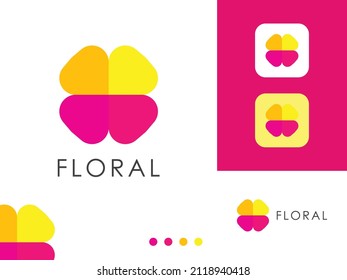 Logo beauty floral paper monogram minimalist template vector for business company