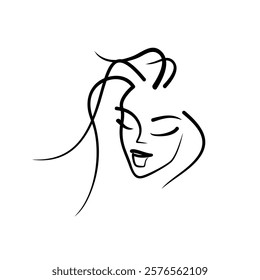 logo for beauty salon - beautiful silhouette of female face with lush hairdo. icon makeup beautiful girl. silhouette style fashion