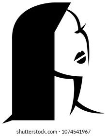 Logo for beauty salon or hairdresser studio stylized female portrait vector illustration