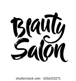 Logo Beauty Salon Lettering. Custom handmade calligraphy, vector. Handwritten modern brush lettering on white background.