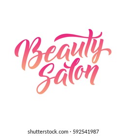 Logo Beauty Salon Lettering. Custom handmade calligraphy vector.