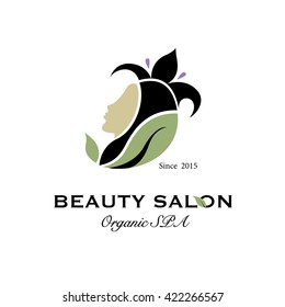 Logo for beauty salon, organic spa Vector Illustration