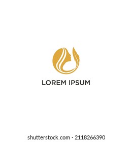 logotipo de la plantilla vectorial del salón de belleza con silueta facial femenina
