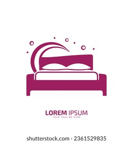 A logo of bed, bed icon, comfortable bed vector silhouette isolated on white background