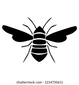 Logo of the bee. Black and white bee icon. Vector illustration. Stylized insect.