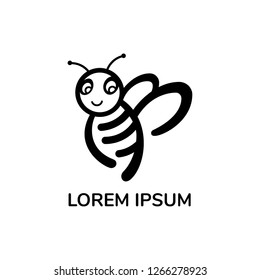 Logo der Biene. Schwarz-Weiß-Bienensymbol. 