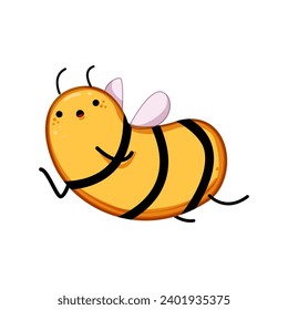 logo bee character cartoon. bug sweet, insect fly, honeycomb yellow logo bee character sign. isolated symbol vector illustration