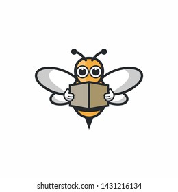 logo bee courier delivery playful design vector