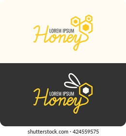 Logo bee honey. Stylish and modern logo for bee products. Vector illustration.