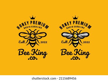 Logo Bee King Vector Illustration Template with Yellow Color Elegant Design Good for Any Industry