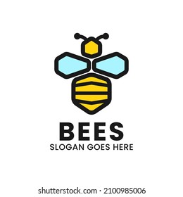 logo with bee shape made of hexagon shape.