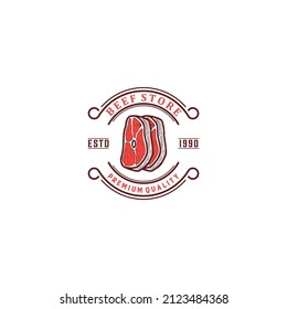 logo for beef shop in vintage style and on white background