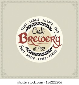 logo beer brewery label vintage retro styled mark of beer okay as a pattern of advertising editable layered vector logo beer brewery label vintage classic vacation cream ritual real isolated special b