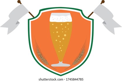 Logo for beer company or pub vector illustration in irish flag colors