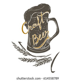 logo beer crafting retro styles made by hand with lettering
