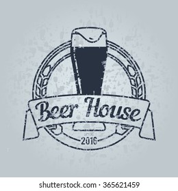 Logo for Beer House with dark ale glass.  Icon is ready for print in any size. Made as gliphicon for web using