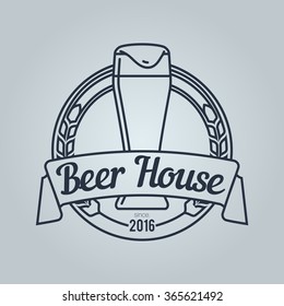 Logo for Beer House with light pilsner glass.  Icon is ready for print in any size. Made as gliphicon for web using