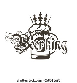 Logo beer mugs with crown and inscription Beerking.