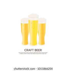Logo with  beer mugs, glasses. Vector icon with alcoholic beverages. Wheat beer, lager, craft beer, ale.