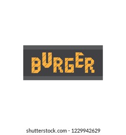 Logo for beer and restaurant. Avatar for the computer. Signboard for new year shop. Background for corporate holiday. Lettering and typography of the word burger.