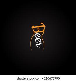 Logo of beer vector illustration. Icon of a female silhouette.