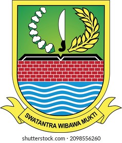 the logo of the Bekasi Regency, the base is light green, symbolizing the area in terms of geography is a fertile lowland (land), will be fertile and prosperous symbolized by two strands of crops.