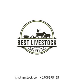 logo for the best farm complete with illustrations of farm animals and depicting nuabsa farms in the countryside