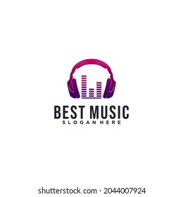 Logo für die beste Musik mit Kopfzeilengrafik und Ton der Stimme