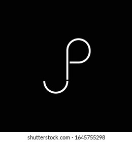 The logo between the letter J and letter P or JP with a certain distance. Design template