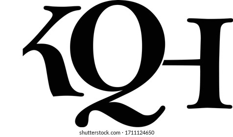 The logo between letter k, letter q and letter h or KQH vector image
